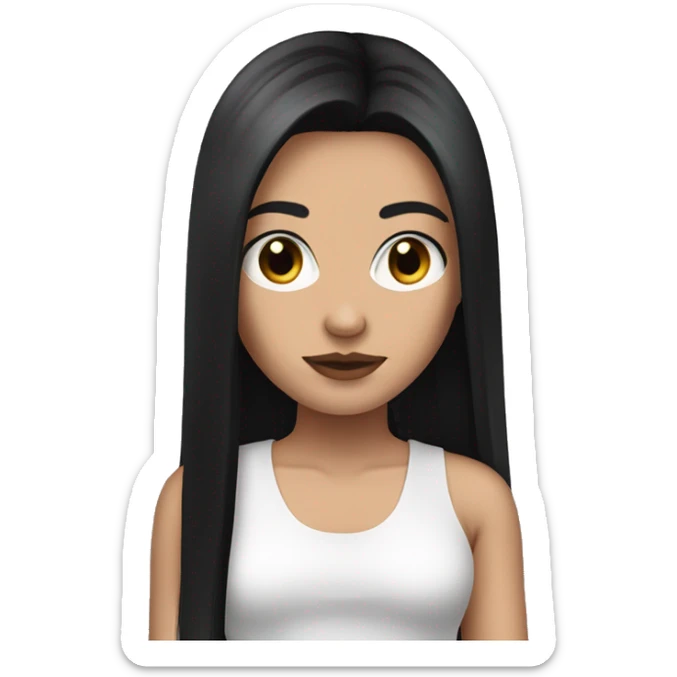 white mean girl with makeup standing with long straight black hair sticker