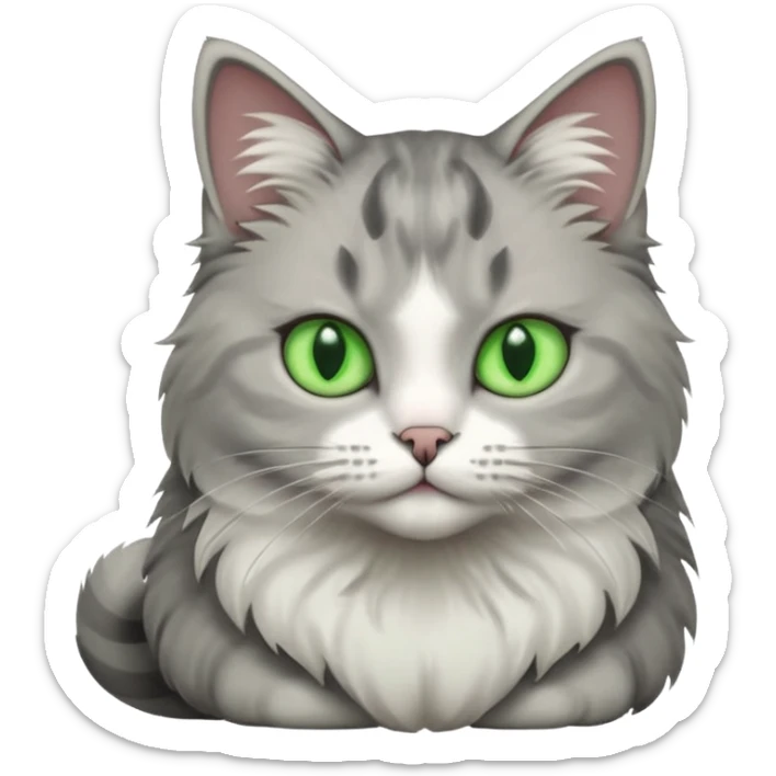 a grey and white cat sitting regally sticker