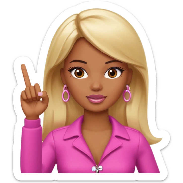 Brown skin blonde hair brown eyed barbie shooting the middle finger  sticker