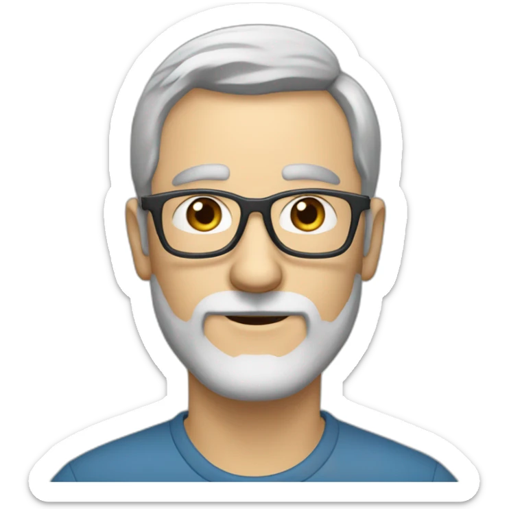 40 year old white man with grey hair and grey beard and dark glasses and long thin nose sticker