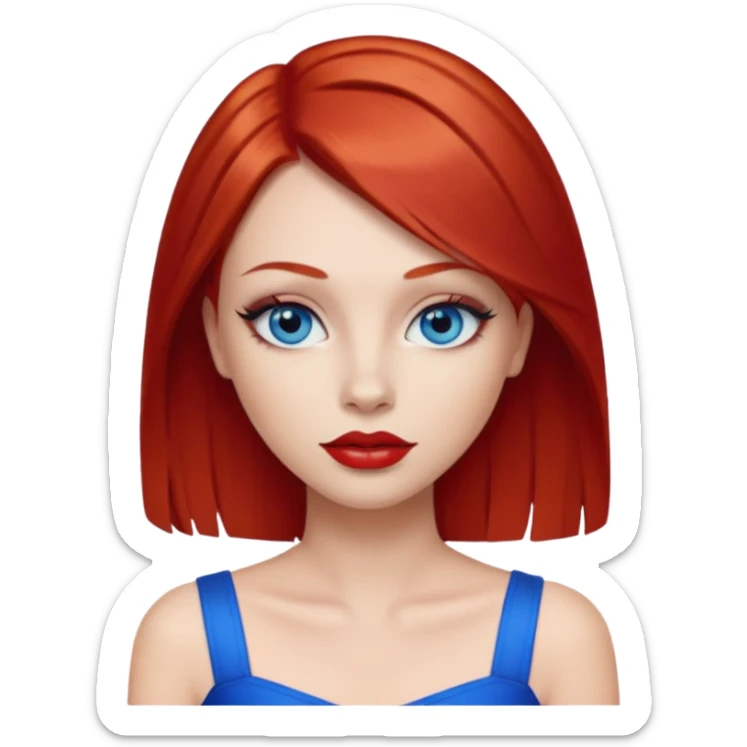 una chica con los labios y los ojos maquillados, de piel blanca con el pelo liso y largo y pelirrojo sticker