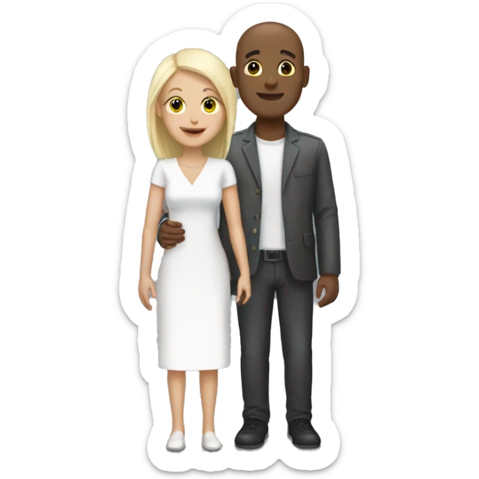 Love interracial couple bald black male blonde female sticker