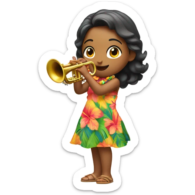 Reveille played by girl in Hawaiian vacation clothes  sticker