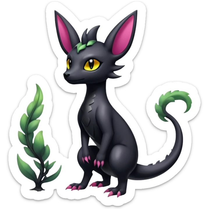 Shiny Dark Edgy Gothic Gloomy Futuristic Salandit-Umbreon-Shaymin-Delcatty-Hybrid (Full body) sticker