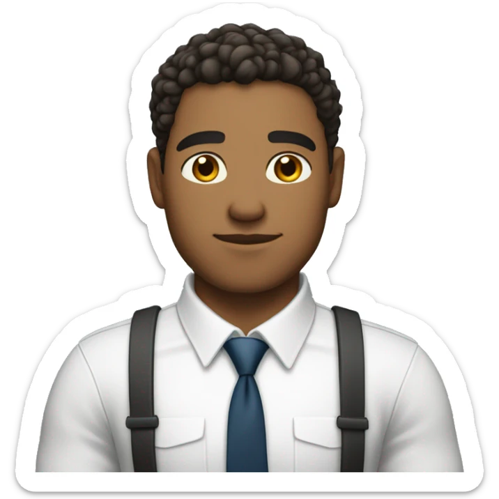 a mid muscular lightskin guy wearing a white shirt with a tie and crossing his arms sticker