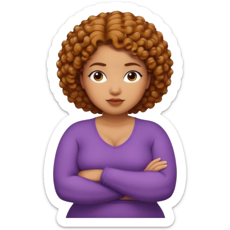 Curvy caramel skin woman with short curly natural hair arms Folded sticker