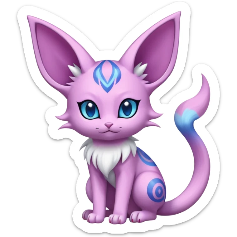 Shiny Exotic Cute Adorable Majestic Espeon-Purrloin-Mew-Meowstic-Hybrid-Creature with pattern-markings sticker