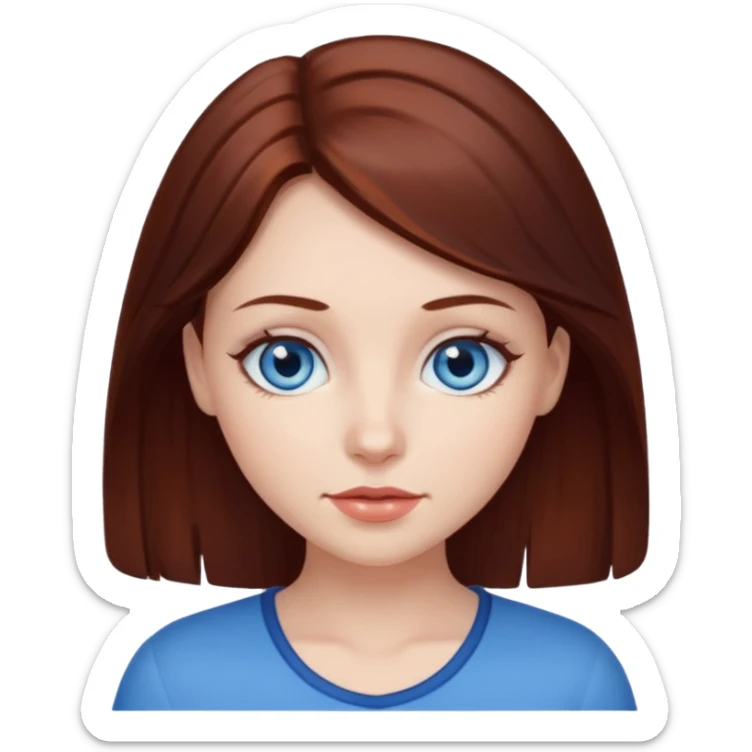 pretty girl with dark reddish brown hair and blue eyes  sticker