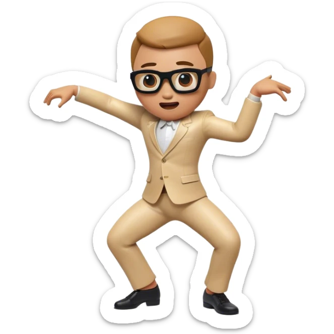 Cinematic Realistic Gangnam Style Pop Culture Emoji, showcasing a playful, iconic portrayal inspired by the hit song rendered with dynamic textures and fun, energetic lighting. sticker
