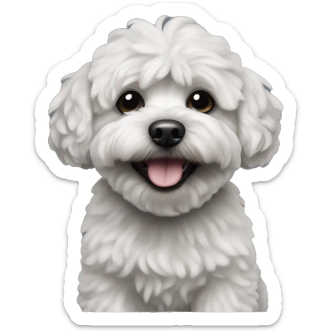 Maltipoo dog. All black in color everywhere. No other color. Extreme underbite with teeth showing  sticker