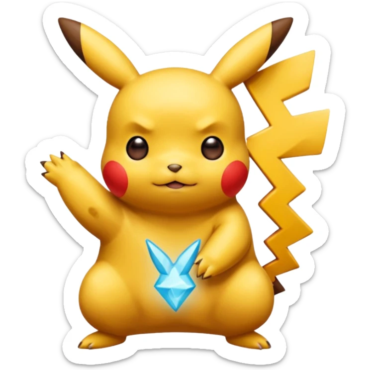 Un Pikachu rouge qui et triste avec des éclairs en fond et il a fait caca sticker
