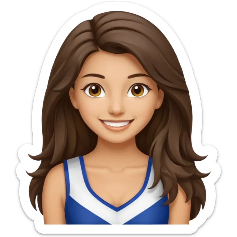 happy long haired brunette girl hazel eyes in dallas cowboy cheerleader outfit sticker