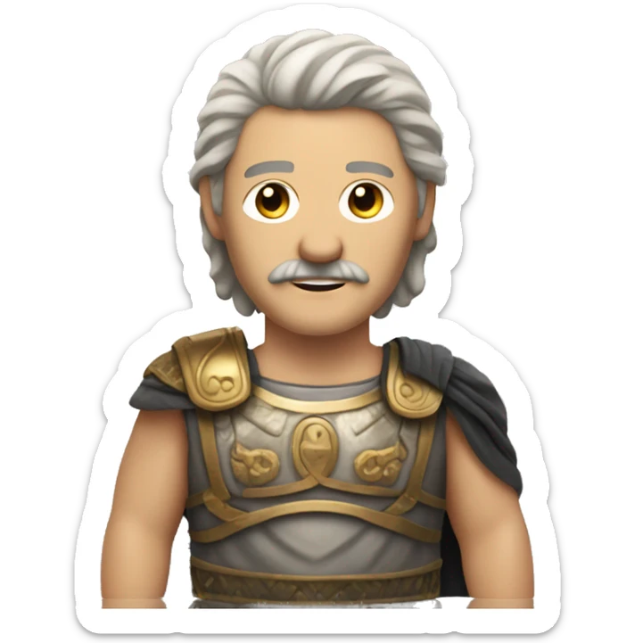white man with a mustache and mullet hairstyle in an ancient roman warrior outfit sticker