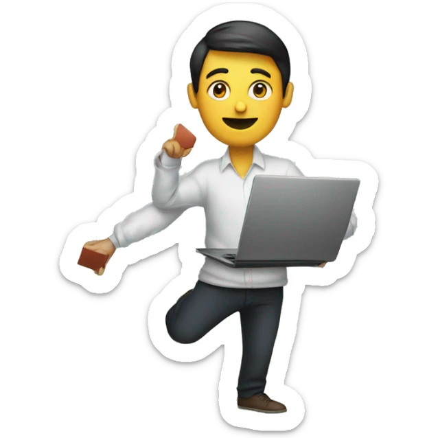 someone juggling a laptop sticker