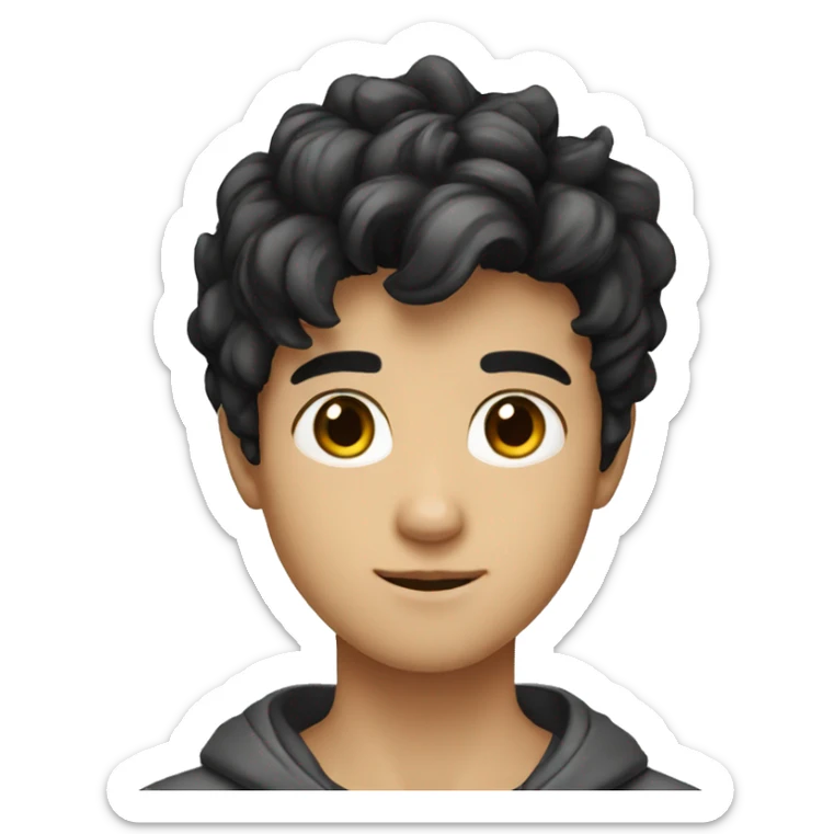Create a boy with a lens, with black hair and dark brown eyes, the boy is 18 years old sticker