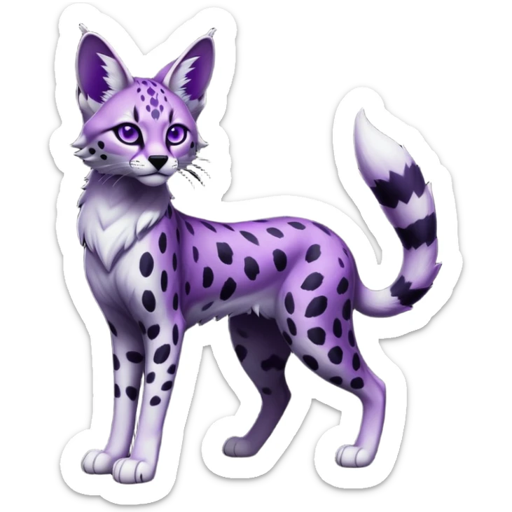 Epic Edgy Black White Purple ethereal Serval-Fionbri full body sticker
