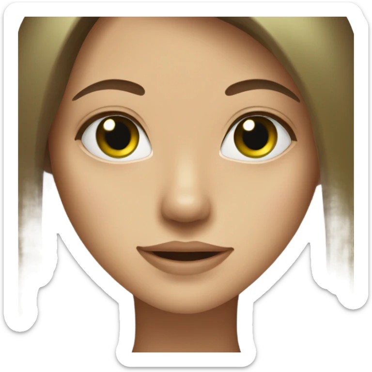 Girl with brown long straight hair and green eyes  sticker