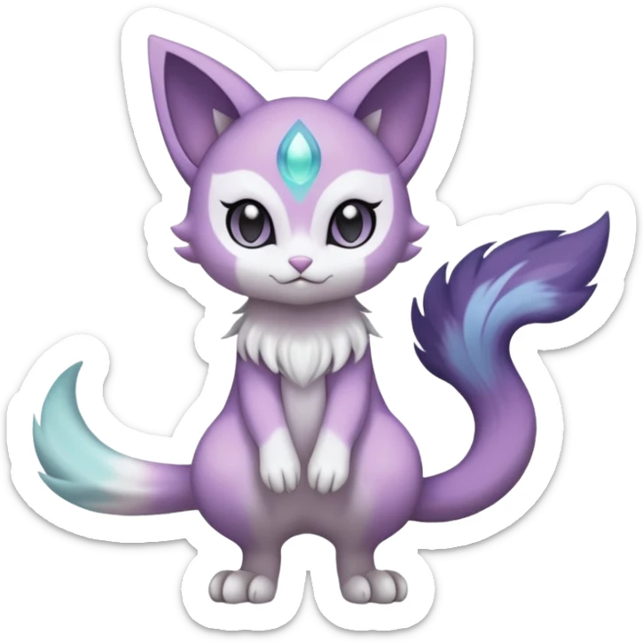 Smooth Soft Dark Pastel Meloetta-Purrloin-Gatomon-Trico-Pokémon-Digimon-Fakémon-fusion-hybrid-creature sticker