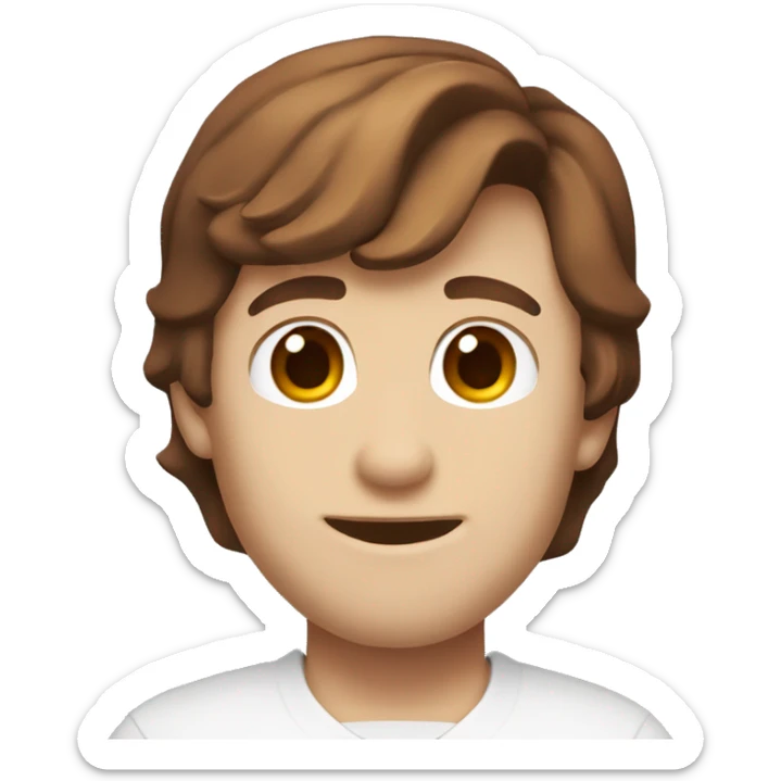 Brown hair, pale skin, male with hook em horns for University of Texas Longhorn. sticker