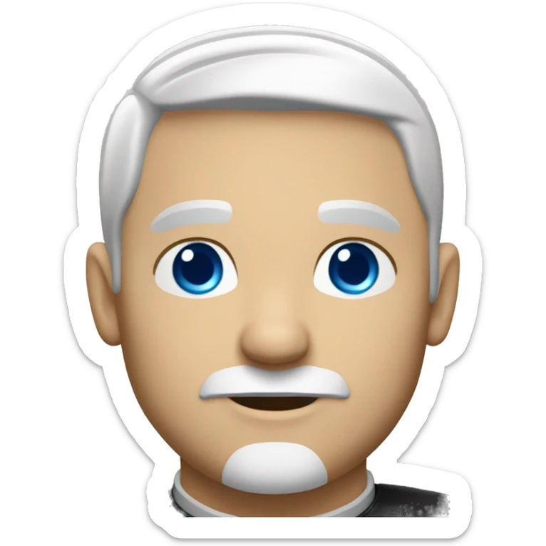 Caucasian Priest wearing clergy collar  with white hair blue eyes and goatee sticker