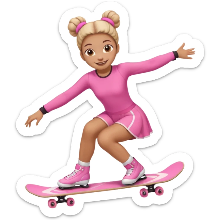 My little pony Cute skater 10 girl with two buns and pink outfit, gliding with playful energy. sticker