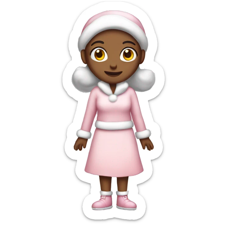 Full body Pretty girl in a light pink Santa outfit  sticker