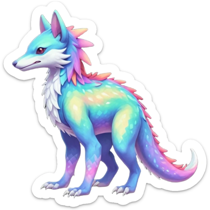 Colorful Fruity Nebula Nebulae Pastel Neon Slick Iridescent Warm-colored Tropical Exotic Vernid-Sergal-Trico-Silvally-Nargacuga-fusion-hybrid-animal-creature, full body sticker
