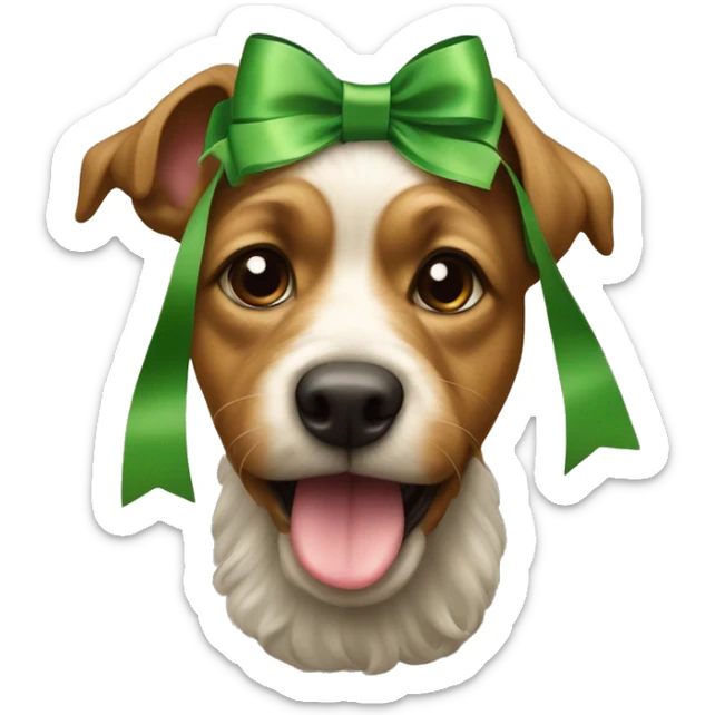 yorkshire with the tongue and green ribbon at the head sticker