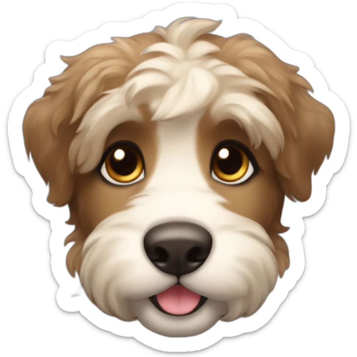 bouvier fawn brown and black puppy face very long hair smiling dark ears sticker