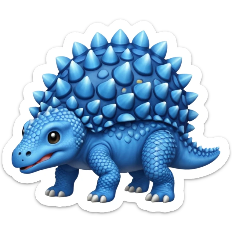As un emoji de el dinosaurios ANQUILOSAURIO de perfil en color azul que sea bebe y tenga un efecto mas animado  sticker