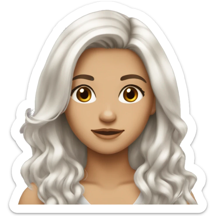 Girl, silver blonde hair with brown roots, long hair, hazel eyes, tan skin sticker