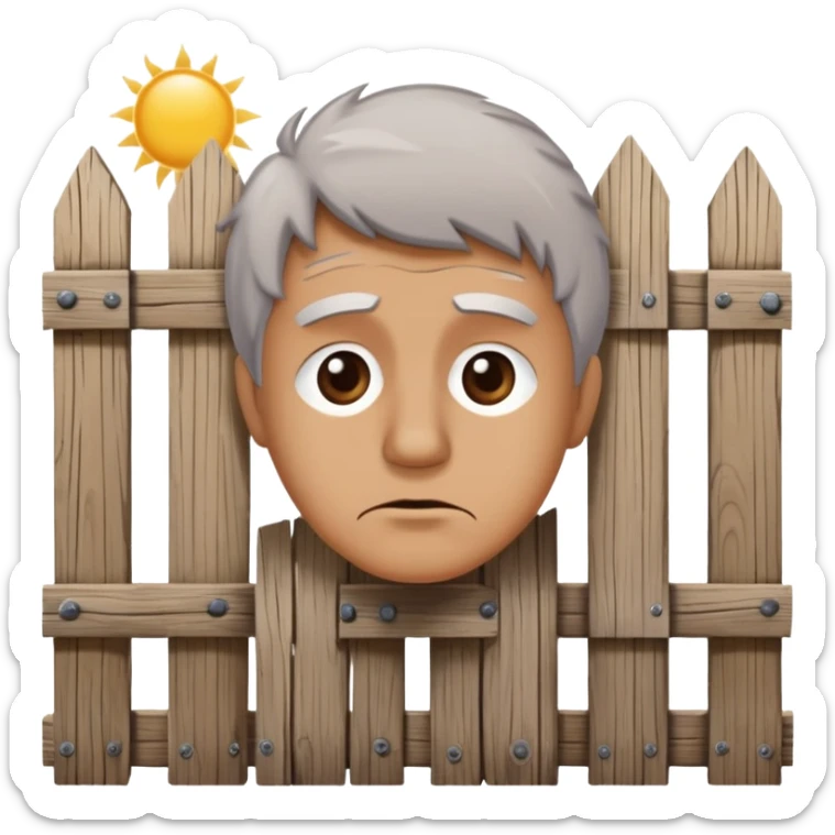 A confused person looking at an old fence, representing the Chesterton's Fence principle sticker