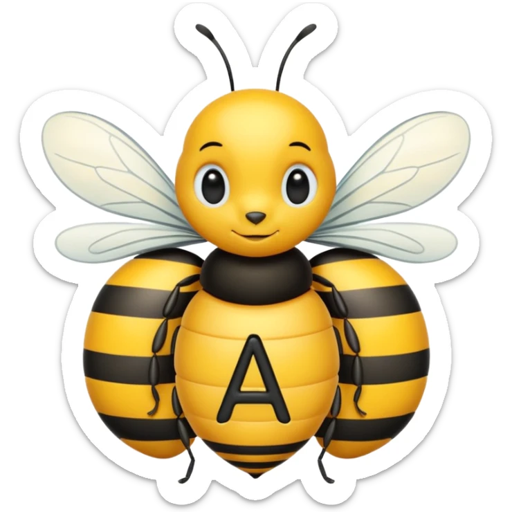 eu quero uma abelha onde no corpo dela apareça a letra A em cursiva sticker