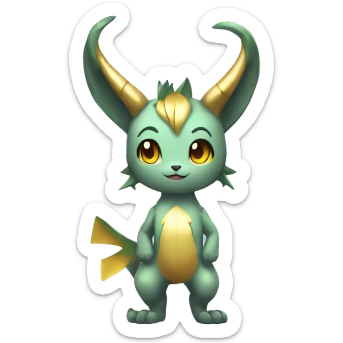 Anthro Shy Shiny Fakémon-Sona With Horns Full Body sticker