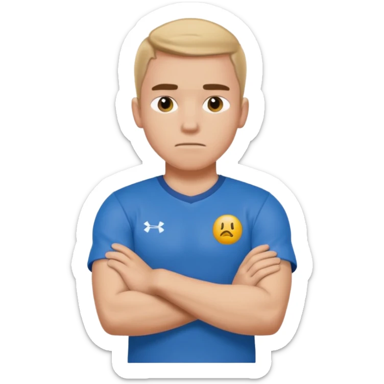 Cole Palmer in blue football t shirt crossed arms cold emoji sticker