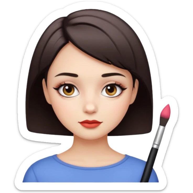make sexy, cute, and gorgeous girl with short hair and makeup on her face sticker