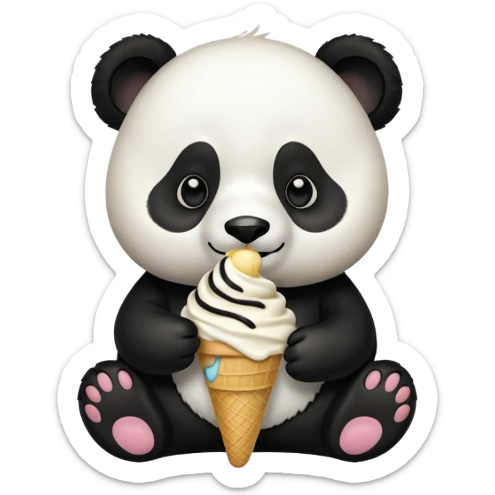 Panda eating ice cream sticker