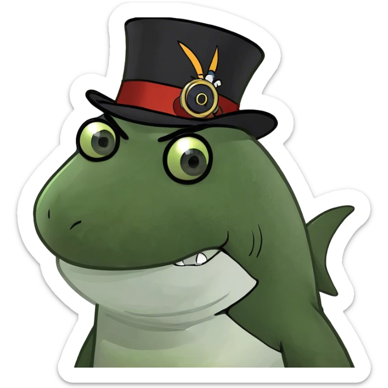 Shark with a top hat sticker