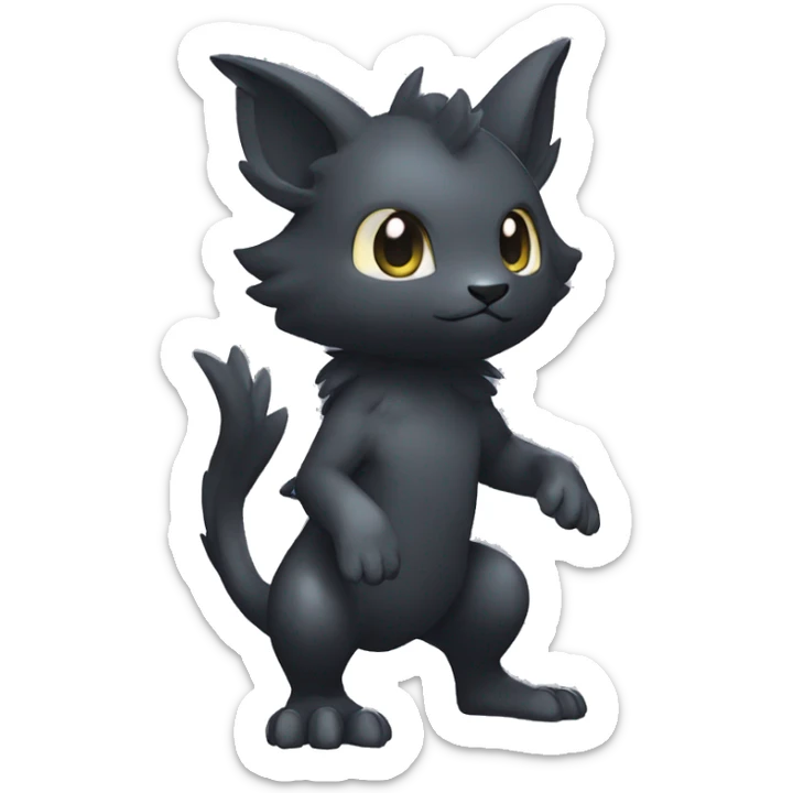 Cute cool shiny fantasy dark-shadow-themed animal hybrid Fakemon full body sticker