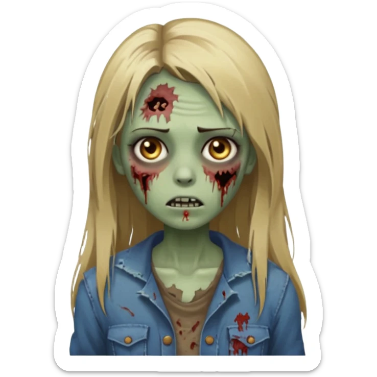 discret zumbi girl long dark blonde straight hair sticker