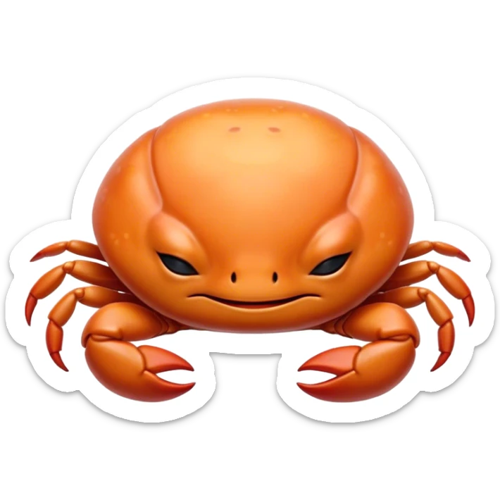 Meme-Worthy Cute Sleeping Baby Crab Portrait Emoji, Head and body resting peacefully with a contented smile, showcasing a petite, delicately armored form and eyes gently closed in serene slumber, Simplified yet adorably endearing features, highly detailed, glowing with a soft, drowsy coastal light, high shine, relaxed and utterly lovable, stylized with an air of playful laziness, soft glowing outline, capturing the essence of a sleeping baby crab that feels destined to become the next viral icon of adorable rest! sticker