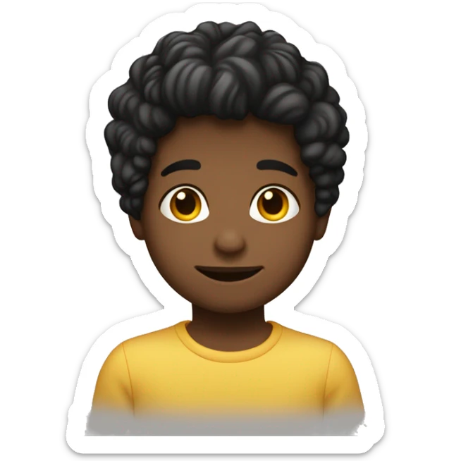 Un niño moreno con el pelo desordenado dándole un beso a un niña de pelo negro medio corto sticker