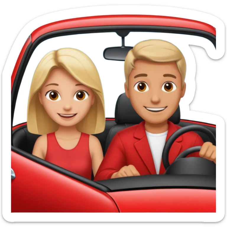 Men drives to her lovely girl in car of love sticker