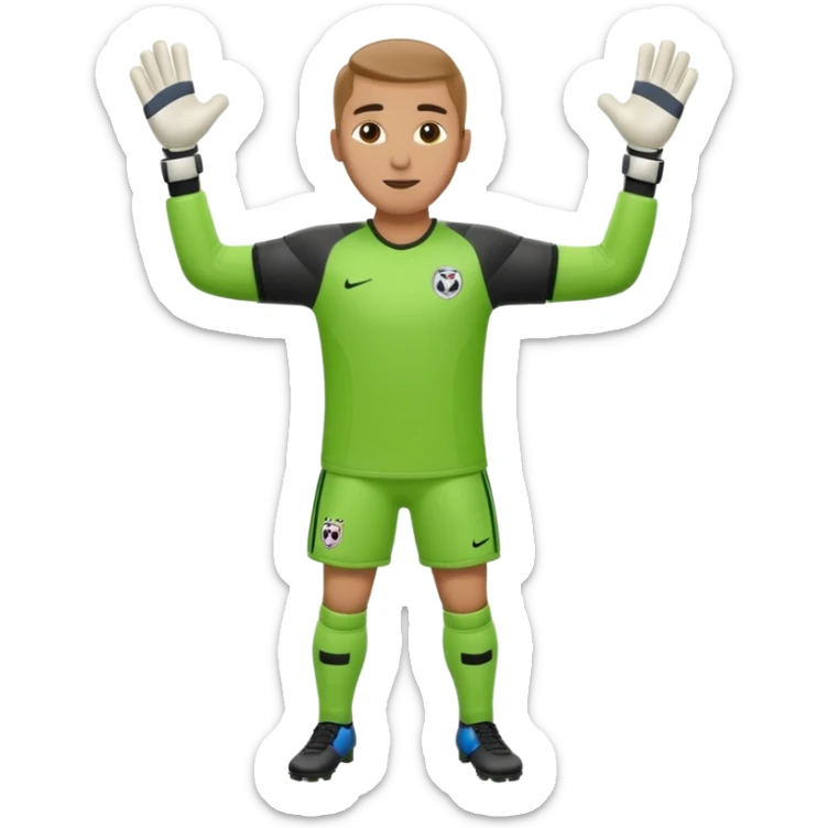 soccer goalkeeper full body and football boots arms out sticker