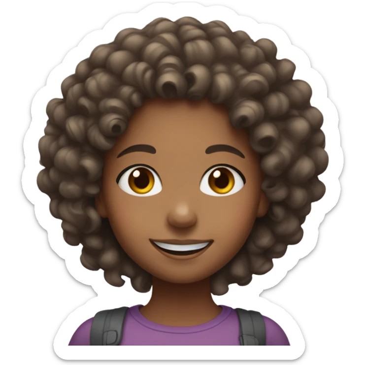 smiling girl with mixed color skin that has tight curly hair sticker
