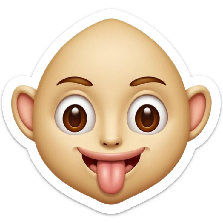 tête qui tire la langue sur le côté avec la bouche de côté et faisant des amandes avec ses yeux sticker