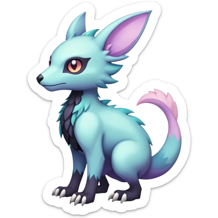cool colorful dark pastel edgy fantasy animal hybrid Fakemon full body sticker