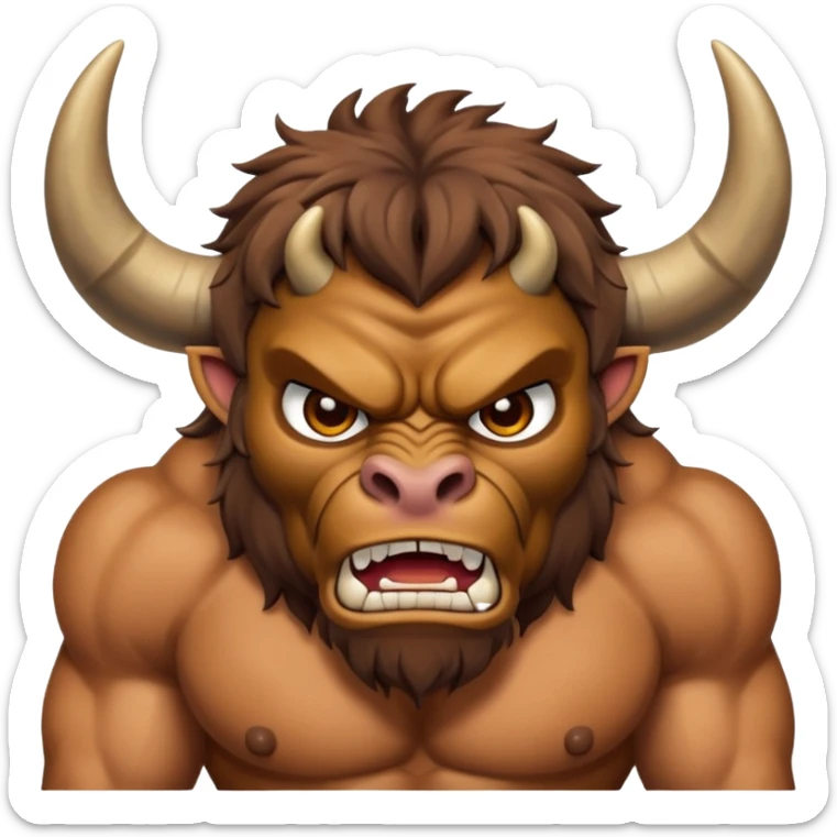 An emoji of a Cretan Minotaur. It has the body of a man and the head of a bull. sticker