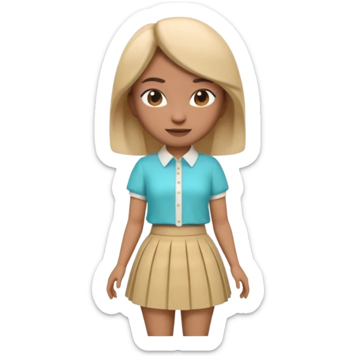 A 3D cartoon outfit with a blouse and skirt arranged together, clean background, natural light, realistic Memoji-style look. Negative : Characters. sticker