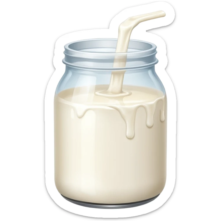 a jar of milk but the top is sticky and its dripping but theres no lit sticker